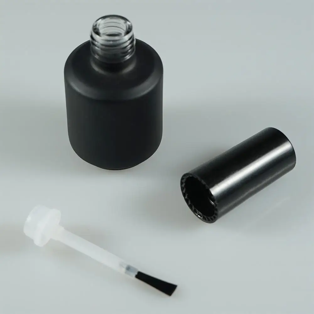 
8ml 10ml 15ml soak off LED round matte / gloss Black Empty UV Gel Glass Nail Polish Bottle with soft Brush 
