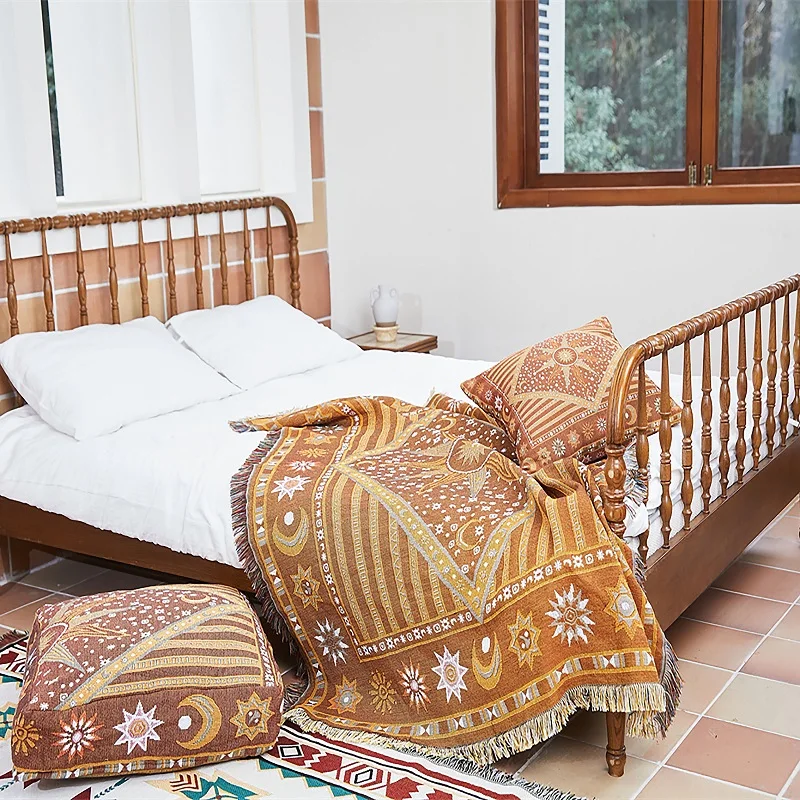 Manufacturer home decor woven blanket custom recycled cotton picnic tapestry blanket