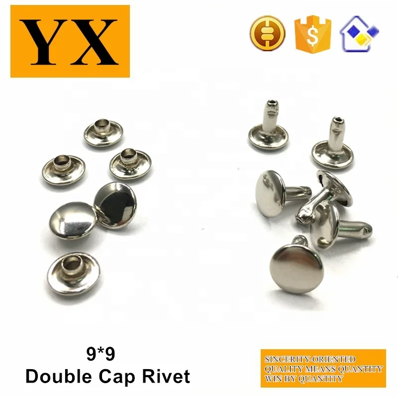 Leather craft hardware nickle plate 6mm leather craft rivets studs double cap rivet for jeans