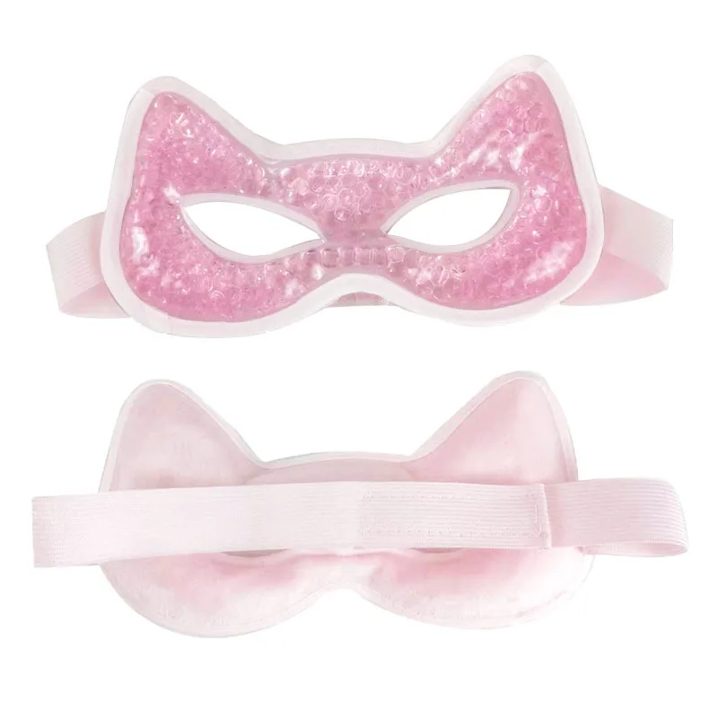 Cat Theme Ice Pack for Eyes Cold Compress Reusable Hot Cold Gel Eye Mask with Soft Plush Backing for Kids Girl