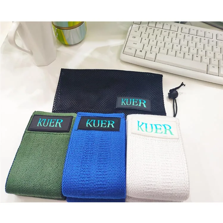3pcs Pack custom Label Blue Green White Exercise Hip Circles Band Fabric Resistance Bands