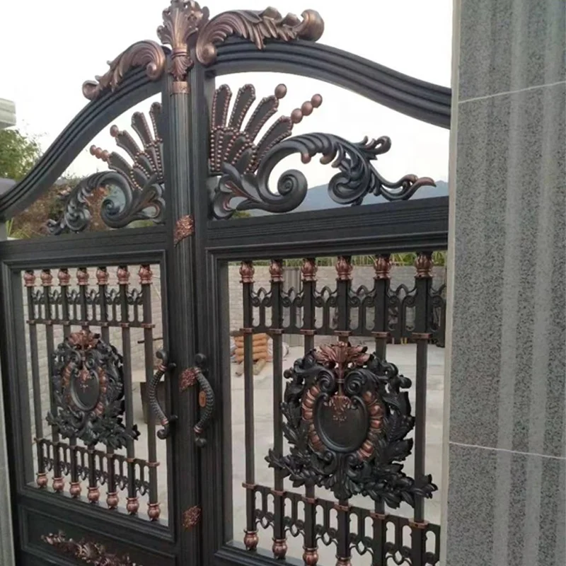  Лидер продаж золотые крашеные кованые железные ворота