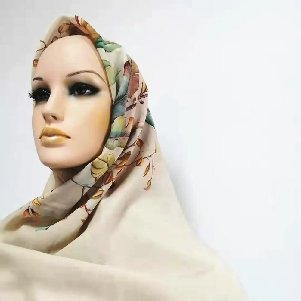 New Cotton Voile Digital Printing Scarf High Quality Colorful Floral Hijab for Women Scarves and Shawls Polyester Spring