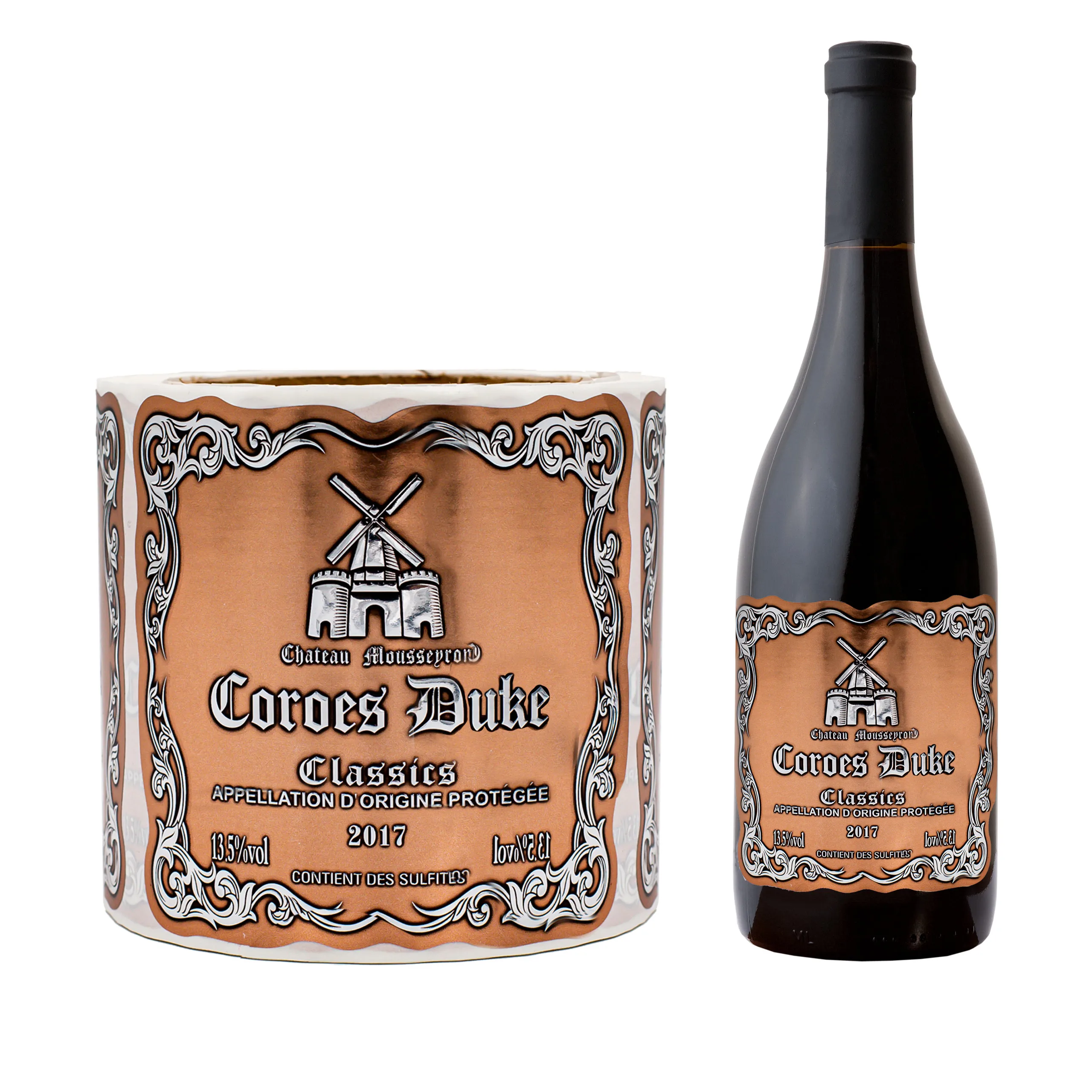 Этикетка на заказ рельефная металлическая наклейка для винных бутылок алюминиевая этикетка