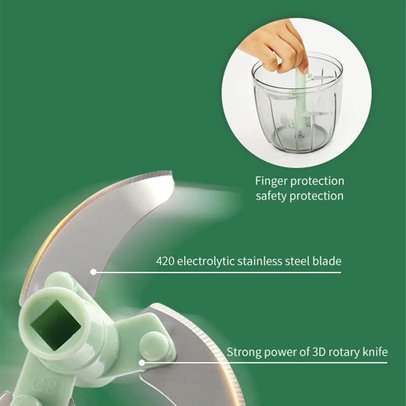 TS 400Ml/900Ml Portable Hand Pull String Ginger Garlic Mincer Onion Manual Hand Pull Cutter Food Vegetable Chopper