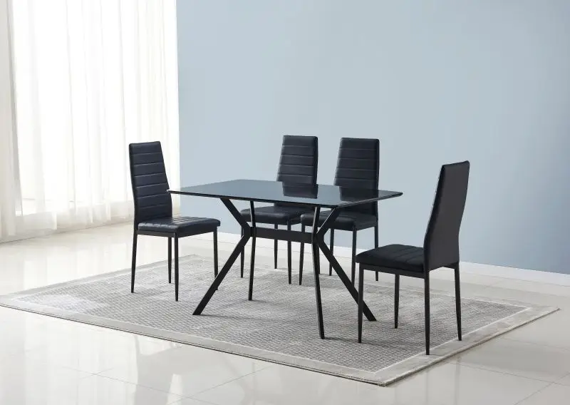 Minimalist Luxury White High Gloss 5 PCS Dining Table And Chair Set 1 Table 4 Chair White Modern High Gloss Dining Furniture