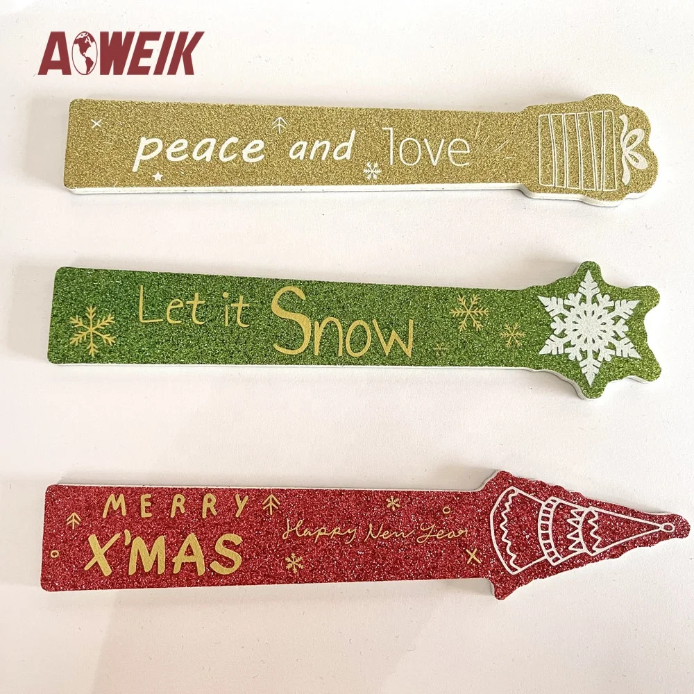 AOWEIK новый дизайн пользовательский двусторонний четырехцветный Печатный Рождественский набор пилок для ногтей на