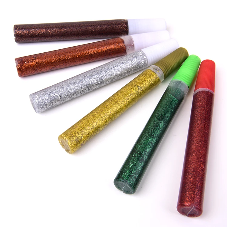 Factory Direct Sale 10ml Suction Card Body Art Glitter Glue School Kid Diy Painting Stationery Glitter Glue