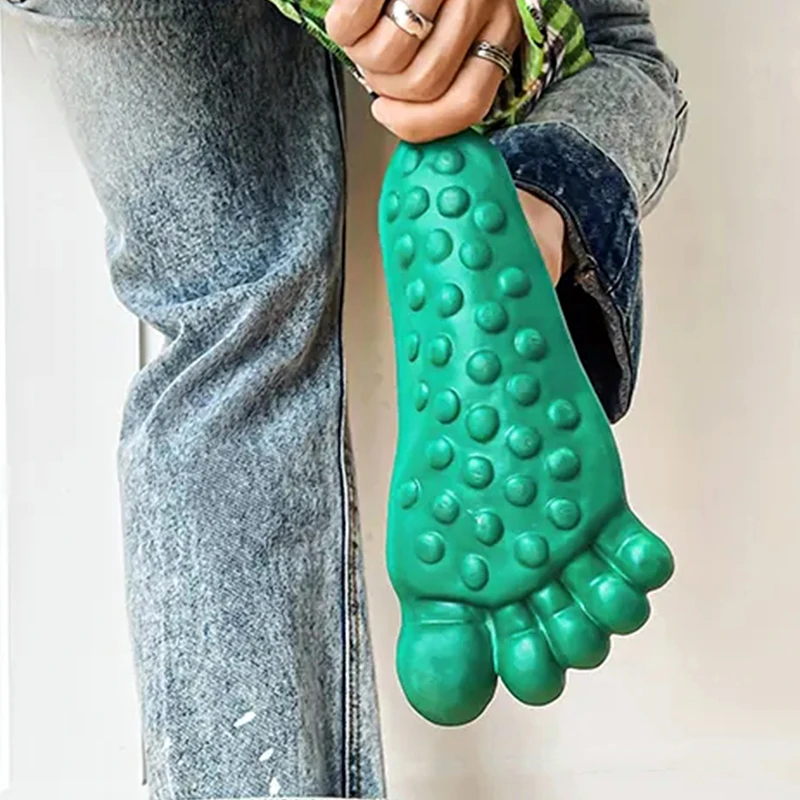 Funny Halloween Monster Prank Giant Feet Toes Green Barefoot Home Women Men Rubber Slippers Sandals Shoes Unisex