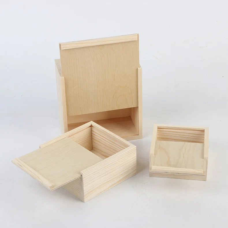 Pine wood sliding lid wood gift packaging box Wholesale