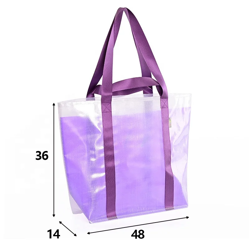 High capacity travel Beach bag clear tote transparent pvc divider Dry and wet separation waterproof transparent tote bag
