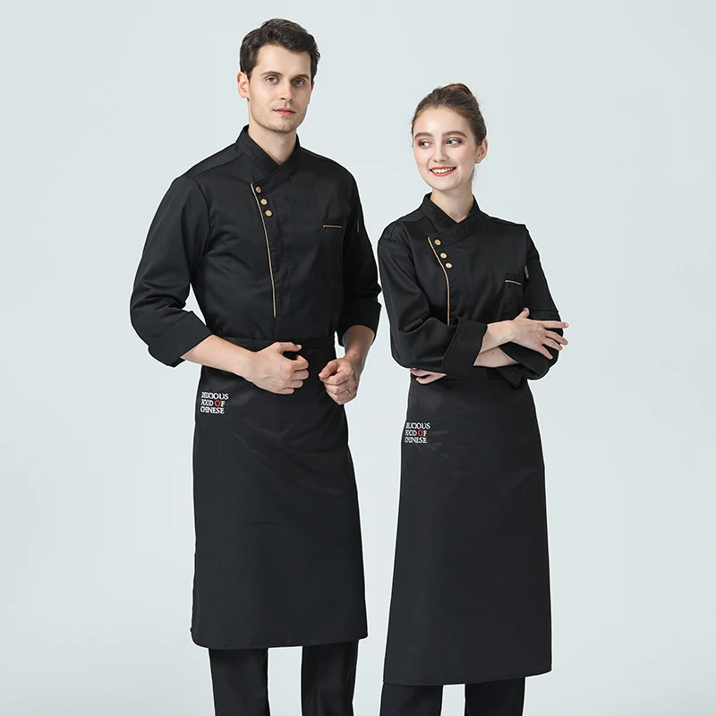 
Embroidery logo breathable unisex chef uniform long sleeve high grade restaurant hotel chef uniform 