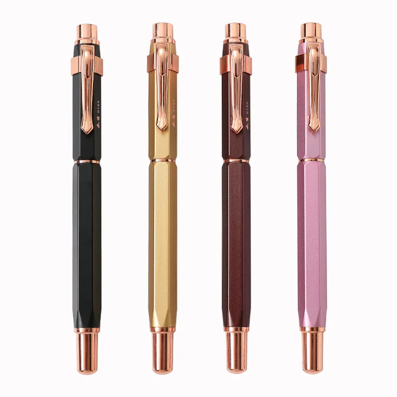 new Eternal life hexagonal metal signature pen rose gold business jewel pen corporate gift student office neutral pen