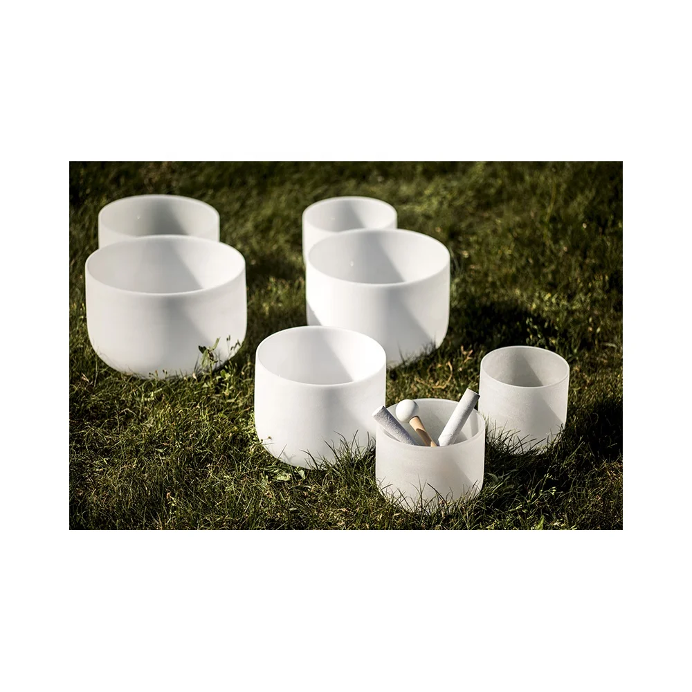 Wholesale Price Chakra Set Of Quartz Bowl 432hz/440hz Frosted Crystal Singing Bowl
