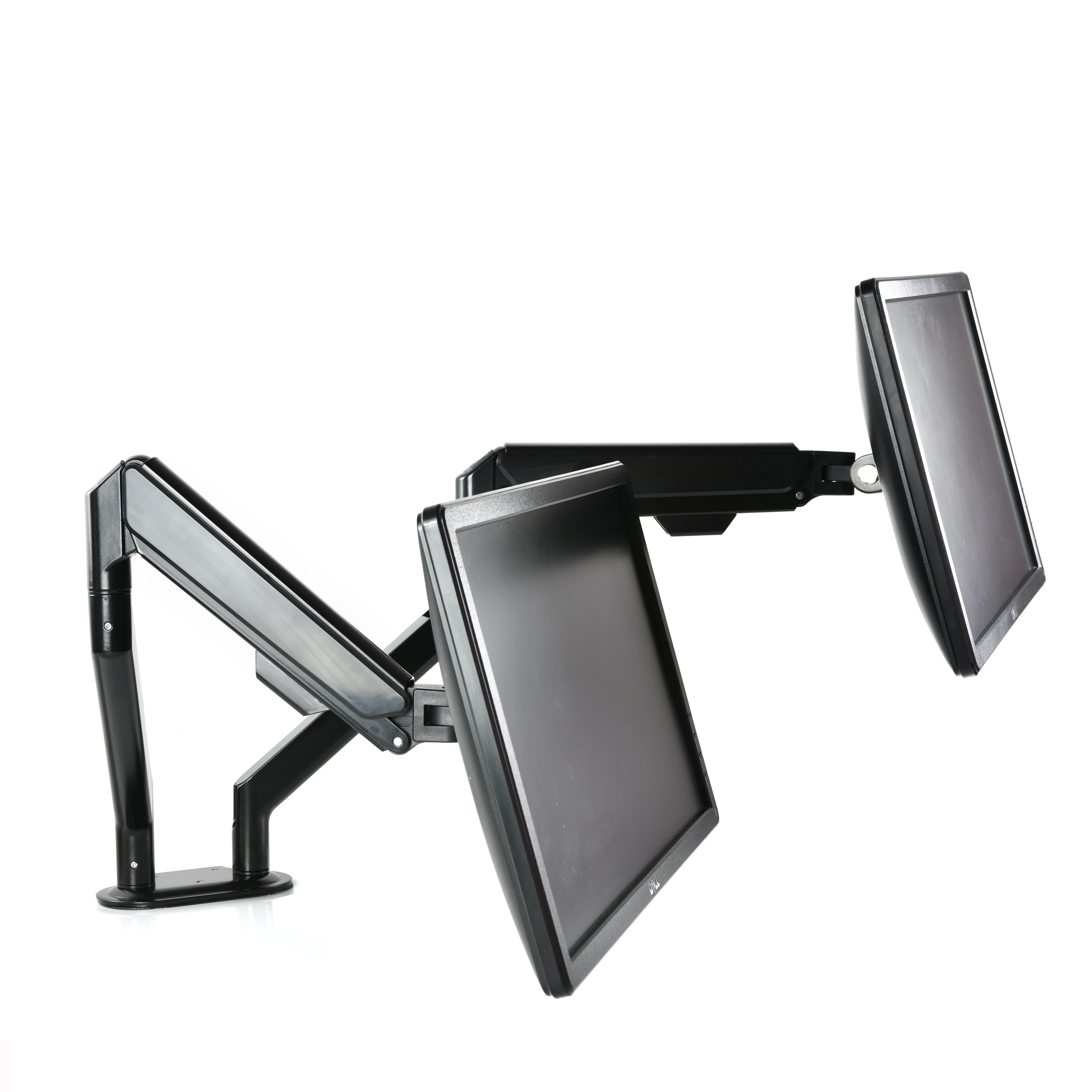 Easy Assemble black Aluminum Gas Spring  LCD Double Monitor Arm