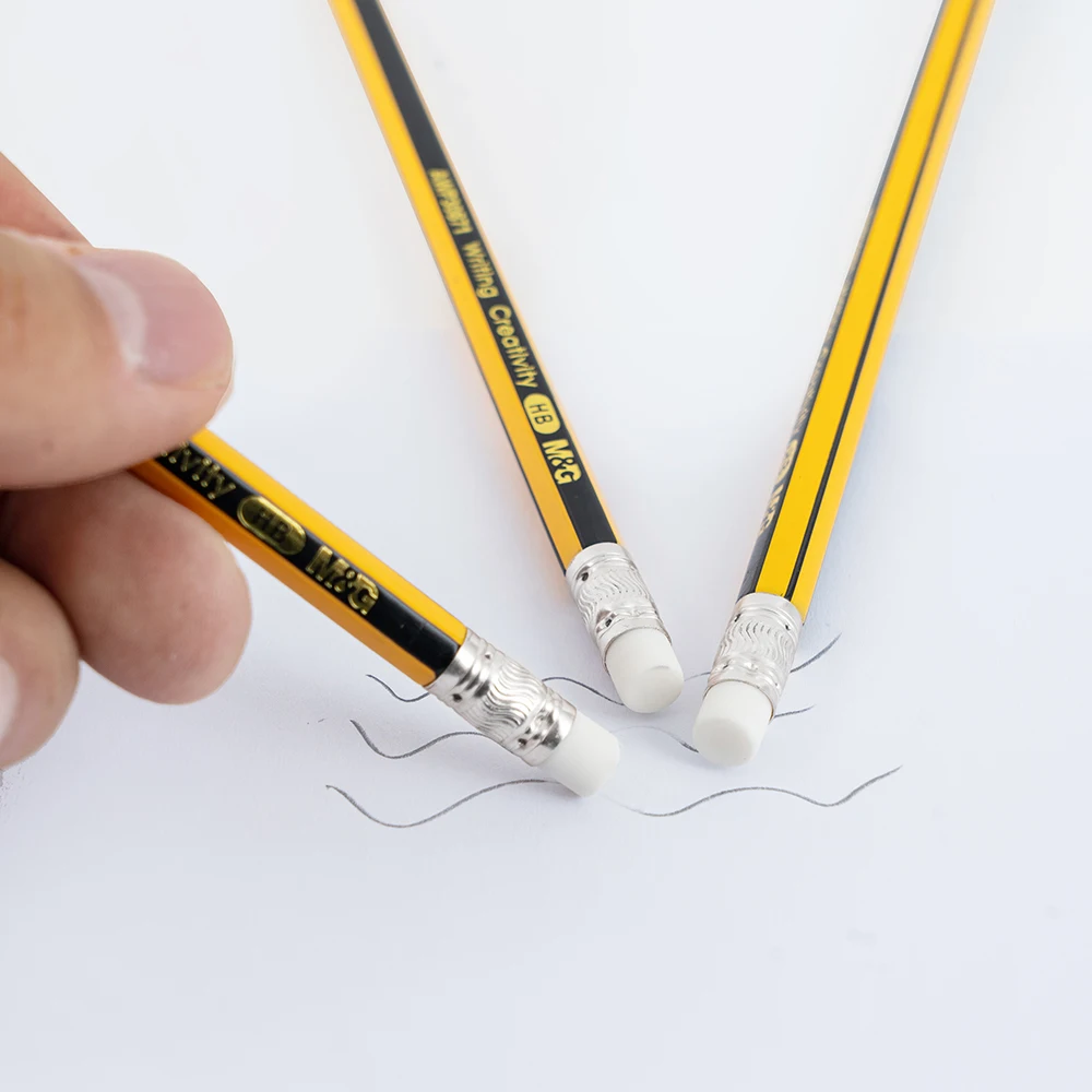 M&G Best sale Promotional HB wood pencil Popular High Quality Wooden Pencil with Eraser Office Supply Hexagon Pencil wooden