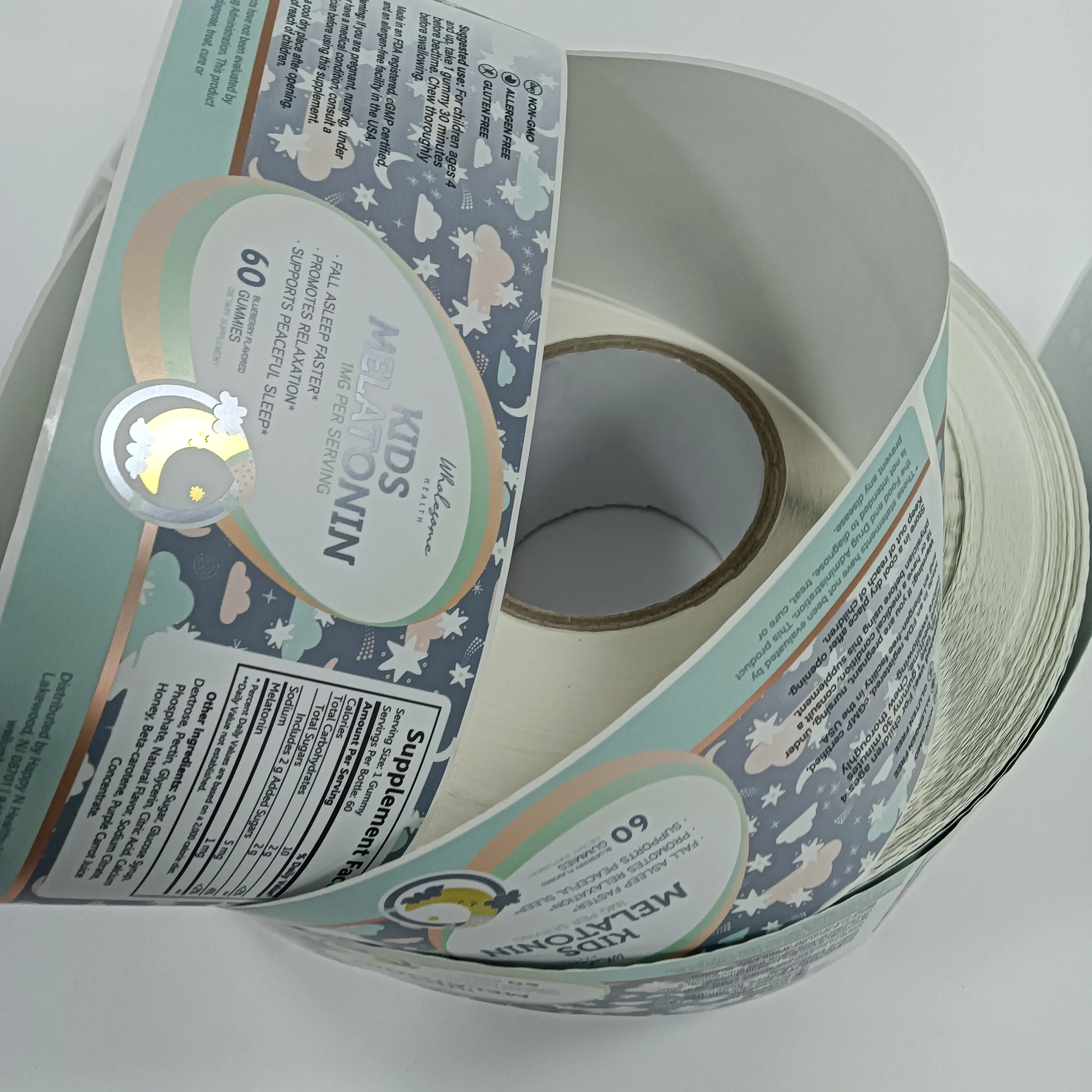 Bottle sticker shiny logo custom label sticker private roll label adhesive vinyl stickers silver labels printer