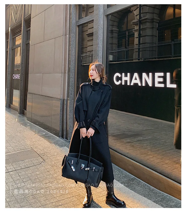 Wholesale good Quality Long overcoat ladies women classical woolen cashmere coat double