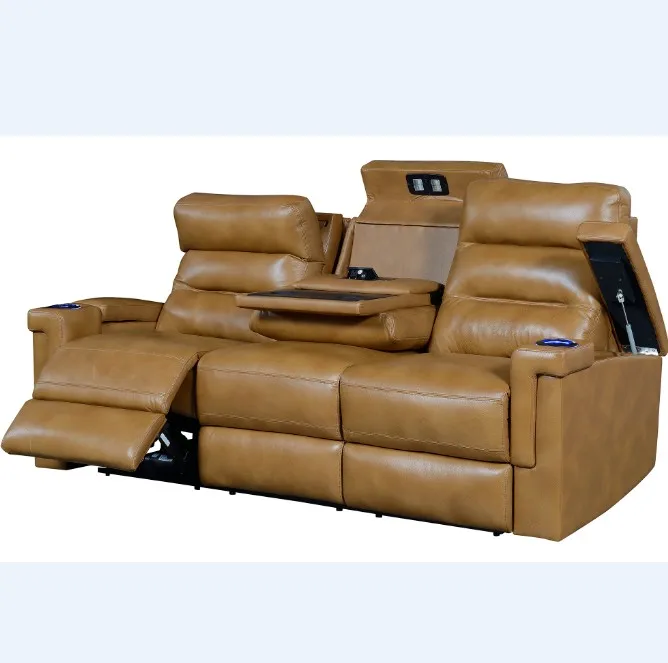 Cheap price 3 seater modern sofa design living room furniture luxury genuine leather power recliner sofa set