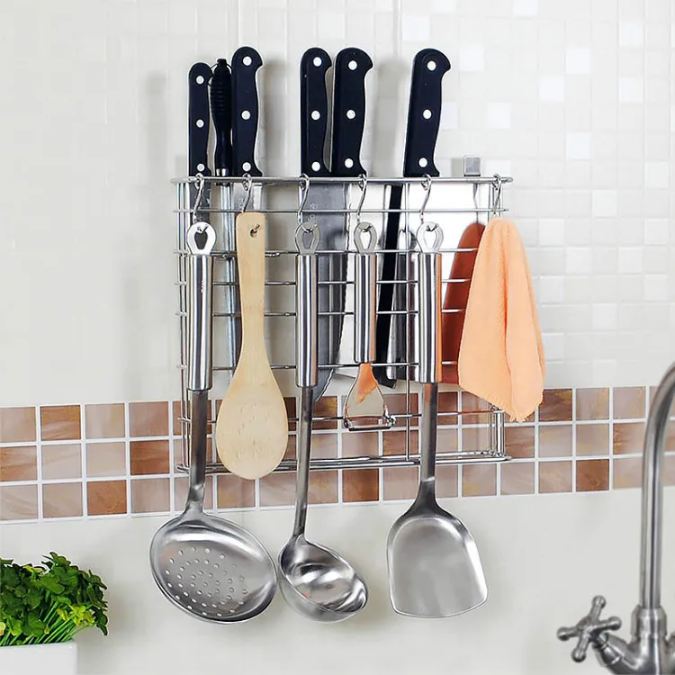 Stainless steel wall mounted tool holder kitchen metal knife holder family universal knife holder stainless stainless steel