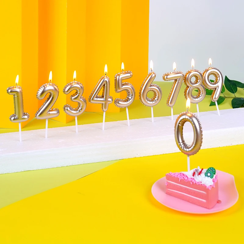 0-9 novelty balloon shape metallic party cake birthday number candle decoration number candles