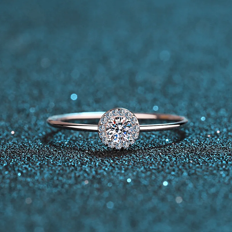 Hot Selling Woman Dainty Jewelry Chakra Platinum Plated Sterling Silver 925 Moissanite Diamond Rings For Girls
