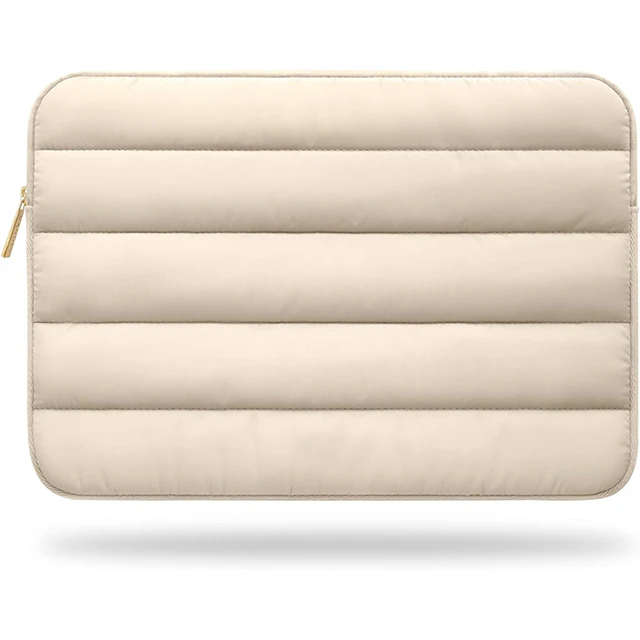 Puffy Laptop Sleeve 13 Inch 14 Inch, Quilted Puffer Laptop Carrying Case for Women, Computer Cover Bag with Accessories Pouch