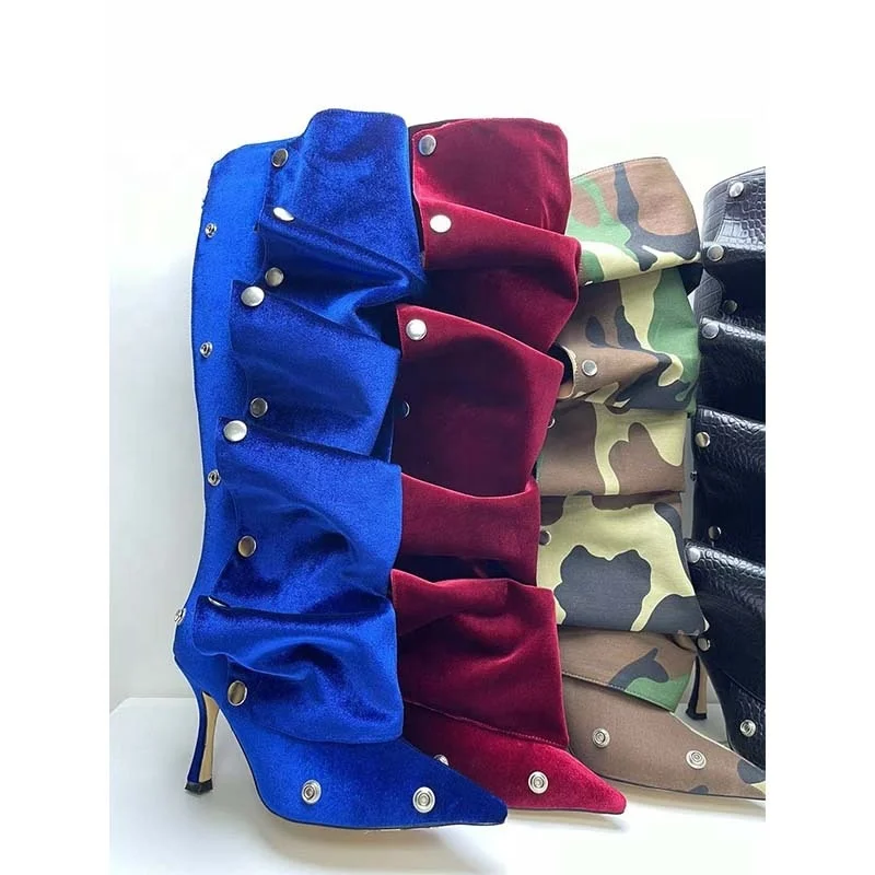 IDOIT Latest Pointed Toe Buckle Stiletto Removable Two Wear Boots Transformer Over The Knee Boots Thigh High Women Suede Boots