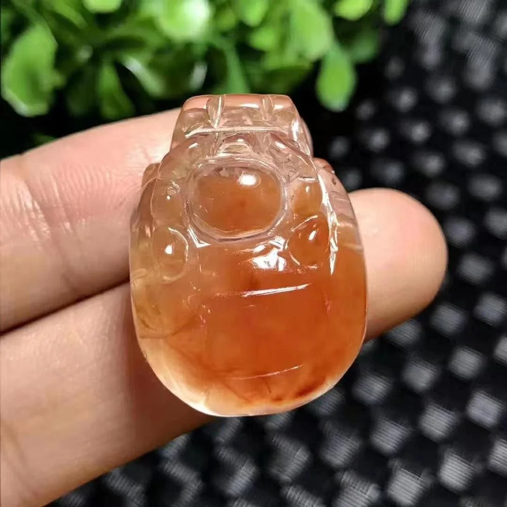 Beautiful natural amethyst quartz crystal and red rutilated The dragon turtle pendant