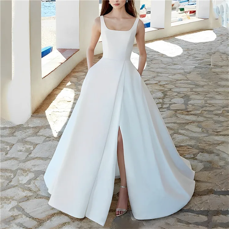 Customized Design Slit And Tail Dress Bridal Wedding Dresses Plus Size Elegant China