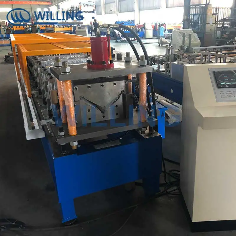 Used Color Steel Roll Forming Machine Corrugated Glazed Tile Roof Ridge Cap Making Featuring Gear Gearbox Engine Roller Wall