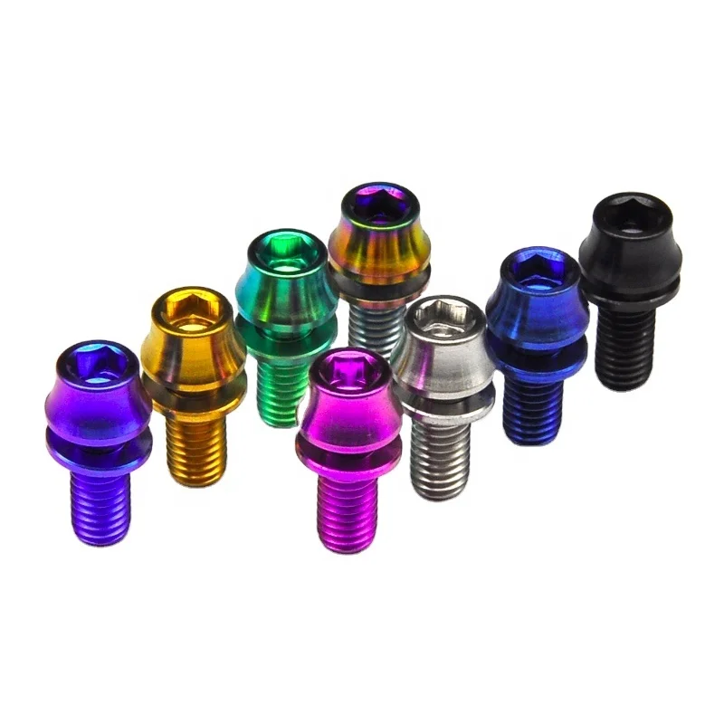 TC4 Titanium Bolts Screw Bike Accessories M5x12/16mm Hex Head W/Washer for Bicycle Bottle Holder Cage Install MTB Ti Parts