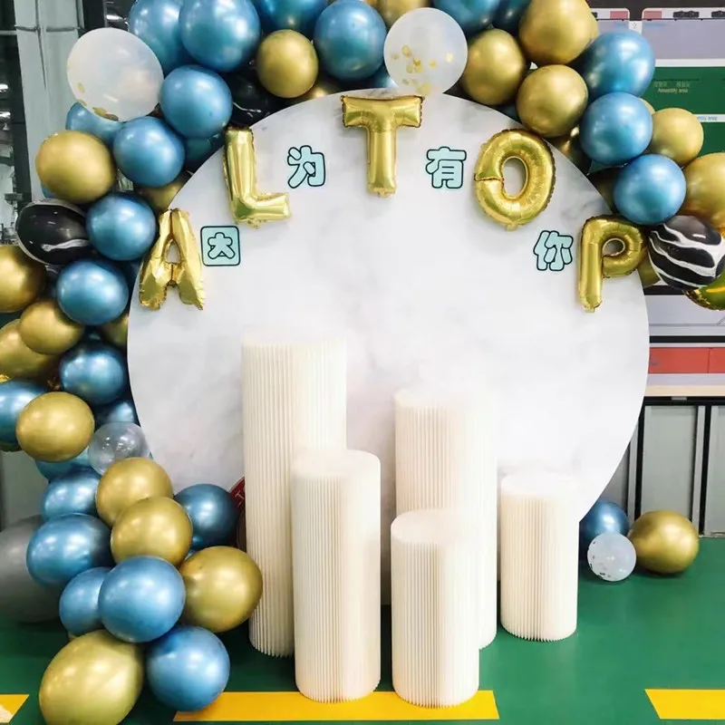 High Quality Wedding Events Party Stage Decoration Paper Cylinder Plinth Round Dessert Table Stand Acrylic Wedding Cake Stand