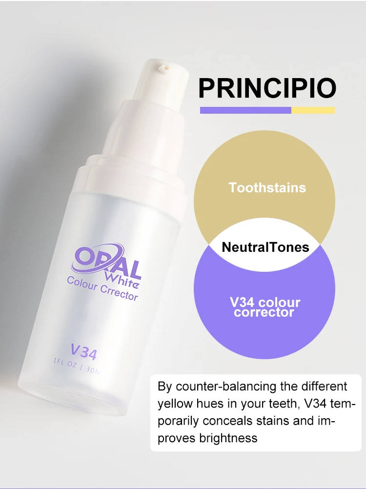 ODM OEM Non-invasive V34 Color Corrector Toothpaste Fast Brighten Purple V34 Toothpaste Smile Ease Home Use