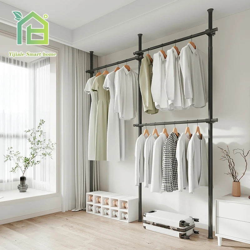 No punching foldable closet organizer wardrobe clothes storage shelves bedroom metal large free combination portable wardrobe