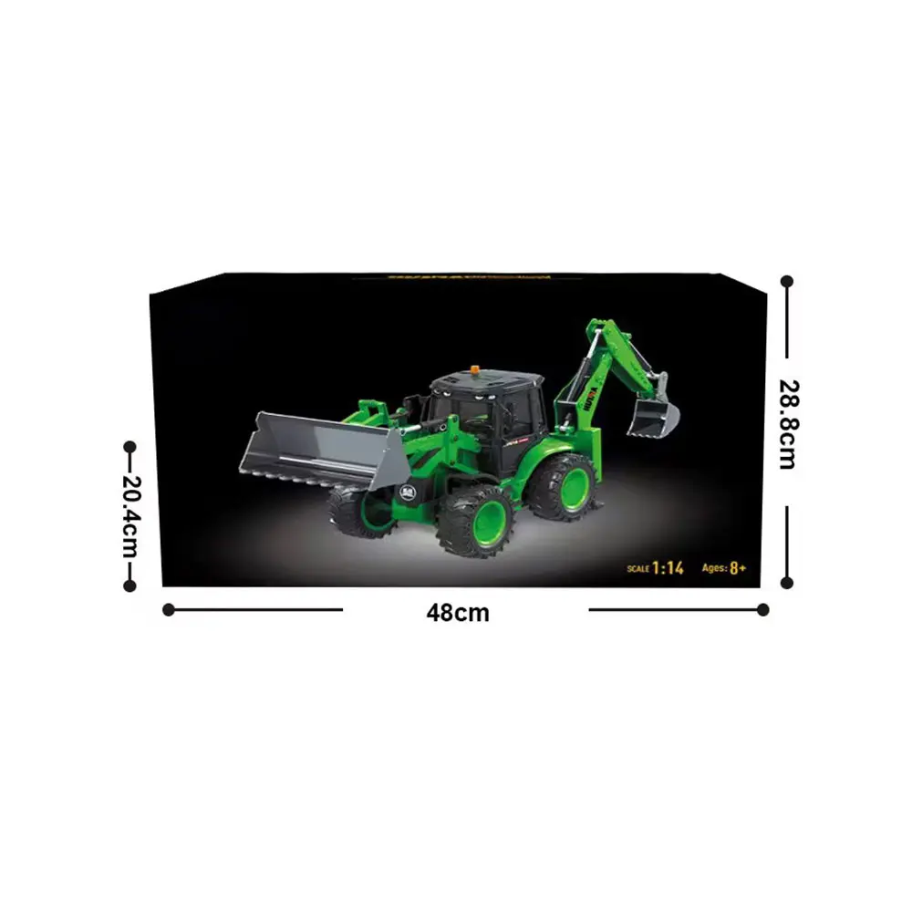 9ch 1:14  metal 2 in 1rc bulldozer excavator remote control tractor with light and music