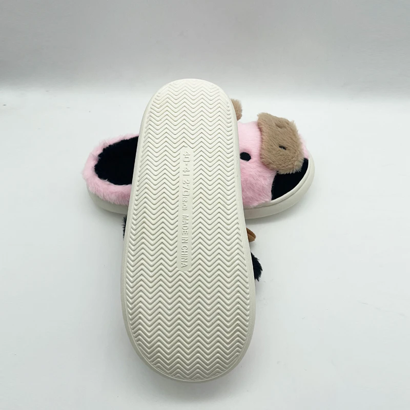 Cute Cow Stuffed Animal prints Slippers Fluffy Fuzzy Slippers Soft Plush Winter Warm House Shoes
