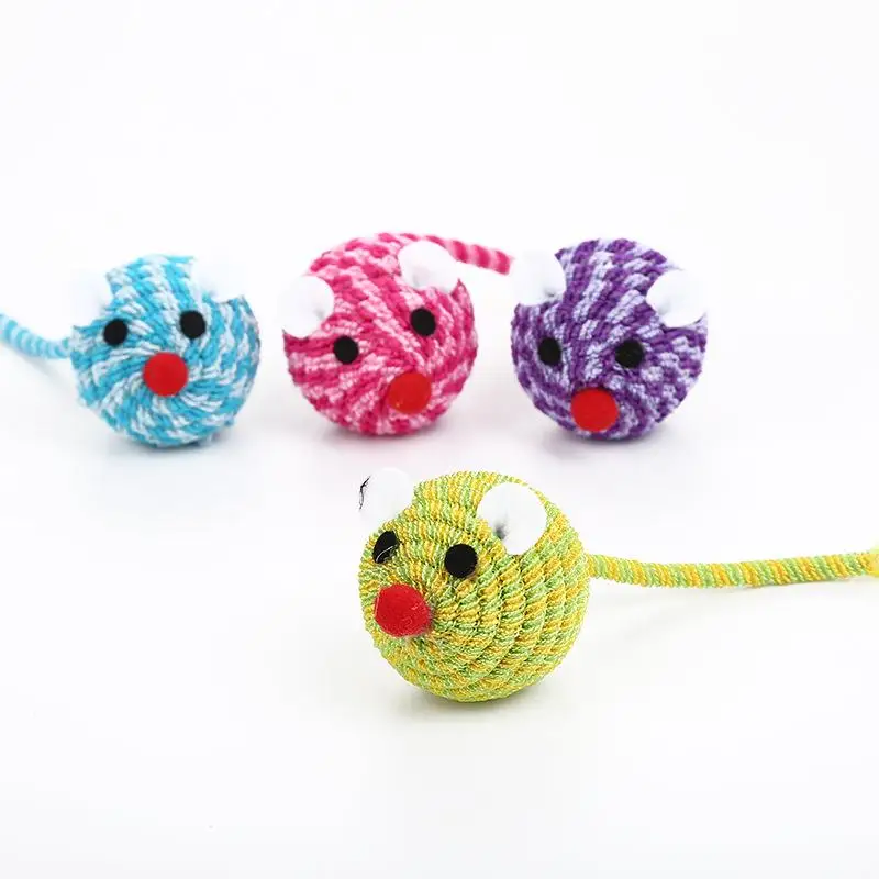Pet Interactive Toy Elastic Line Color Mouse Head Pet Products Plastic Pet Toys
