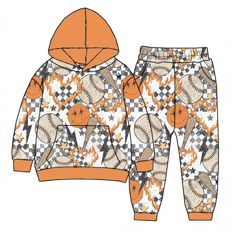Fashion custom wholesale boys long-sleeved hoodie two-piece set Children jogger pants Everyday and holiday casual wear