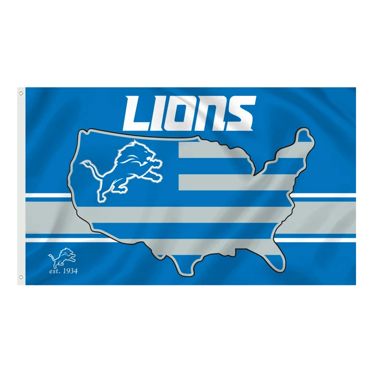 Top Sales Custom Detroit Lions 3 x 5 Flag Digital Printing Banner  Nfl Team Football Flag Detroit Lions Flag