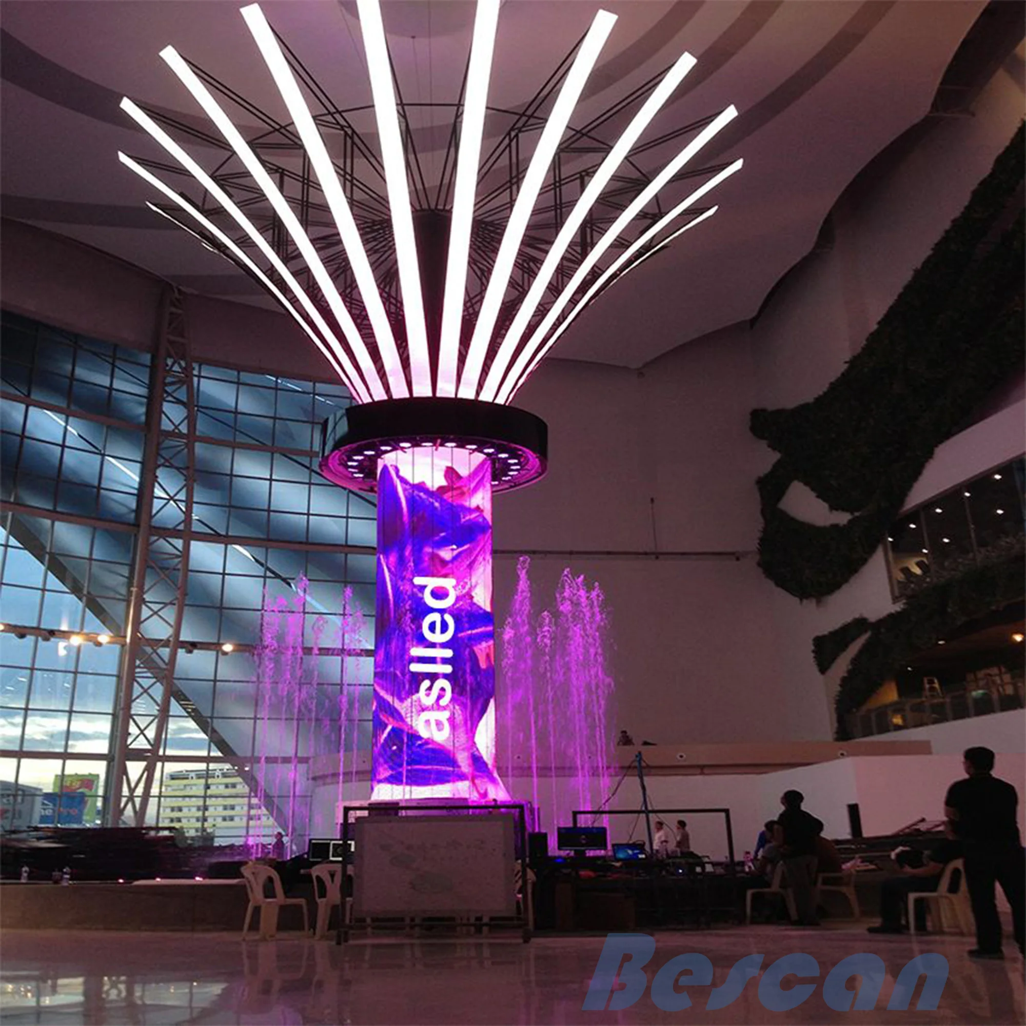 BESCAN display cabinet rental p3.91 curved jumbotron led video screen Curtain digital advertising curved flexible customized