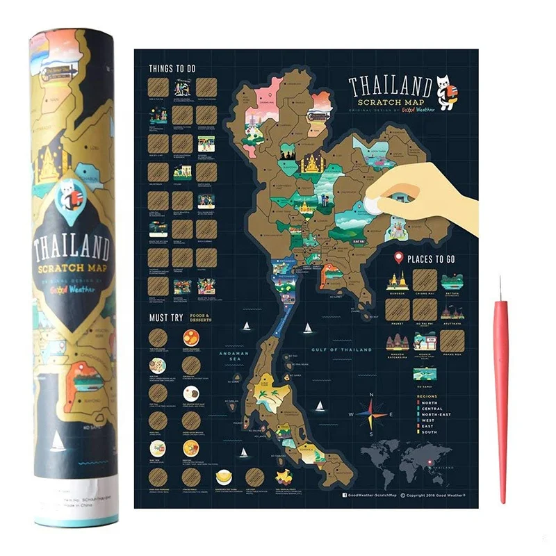 
Factory Customized High Quality Complete Set Of Accessories Scratch Off World Map 