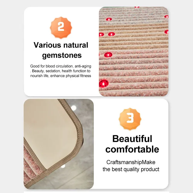 Tourmaline Photon Energy Mattress Jade Crystal Heating Far infrared Energy Health care treatment Massage PEMF mat