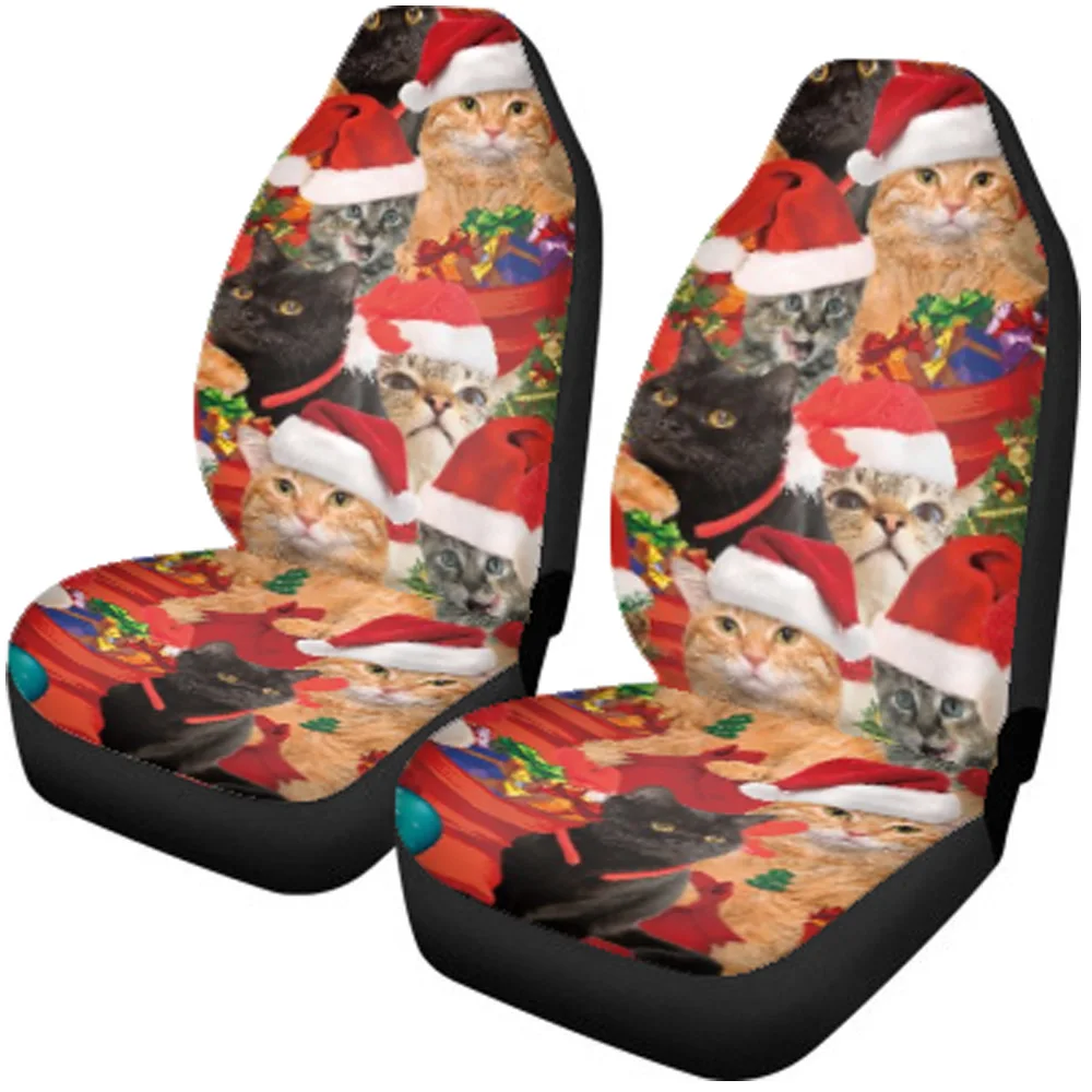 1MOQ Dropship 3D Printing Car Seat Cover Christmas Decorations Pattern Dustproof Car Accessories Interior Protector Universal
