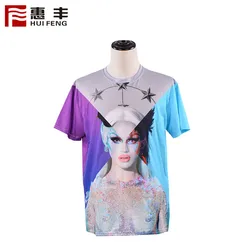 Custom Logo T Shirt Printing Polyester , Custom Sublimation 90% Polyester 10% Spandex T Shirt Full Print