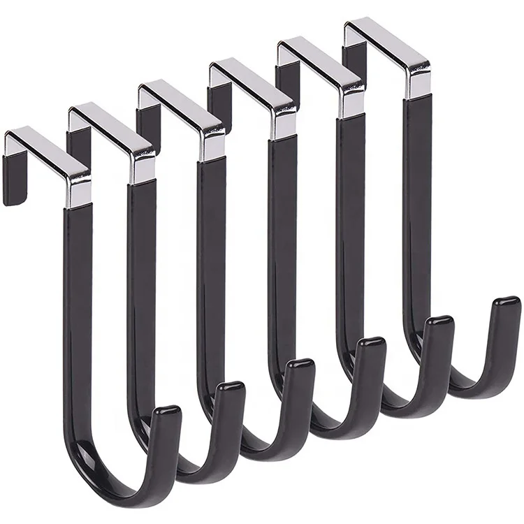 6-Pack Over-The-Door Vinyl Coated Stainless Steel Hanger Hooks