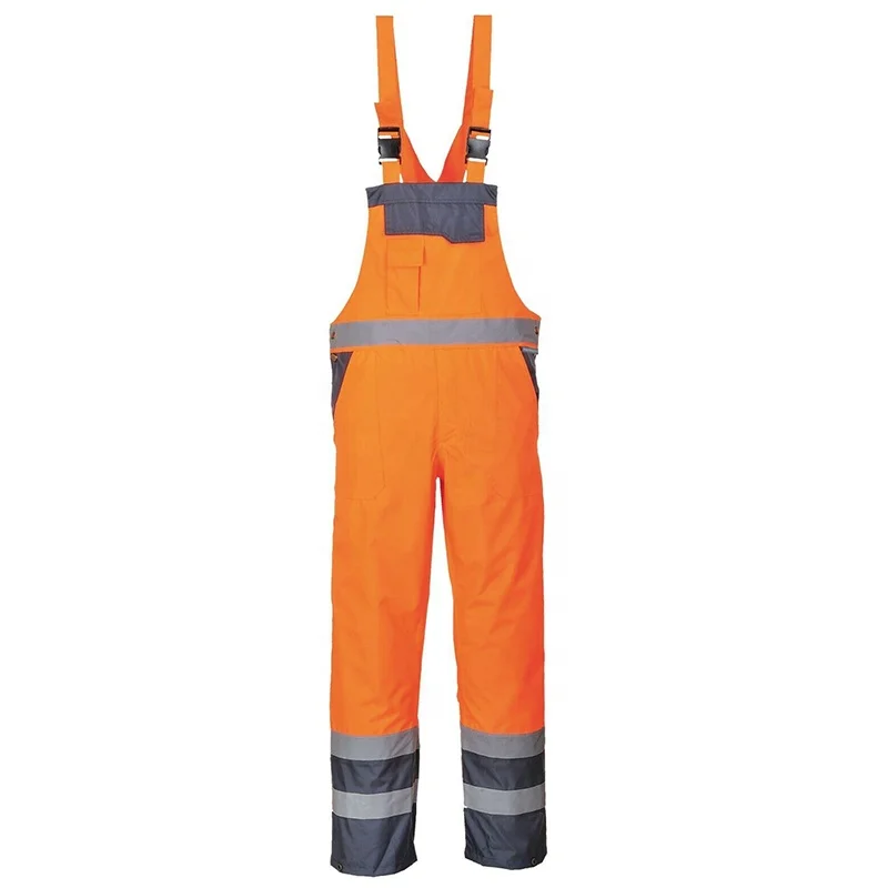 Winter Hi Vis Coverall Bib Pants Cargo Fluorescent Safety Trousers Workwear