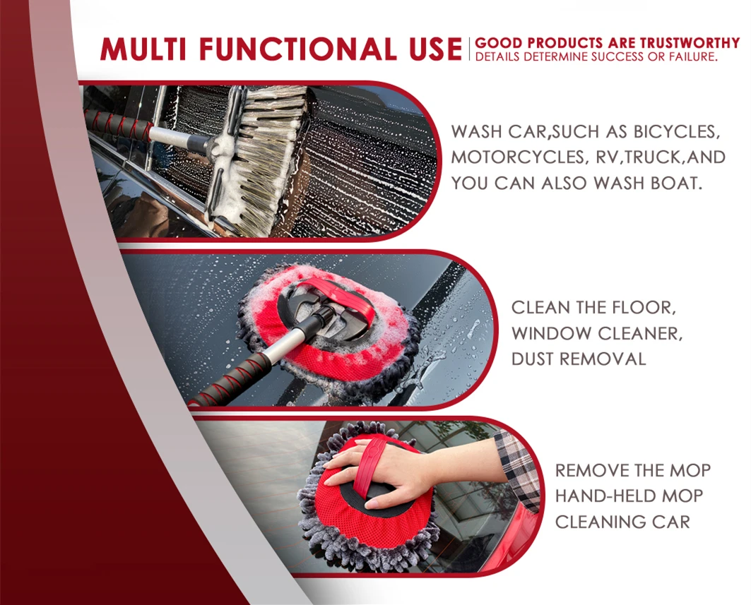 Luxury Long Handle Water Flow Car Cleaning Brush Set