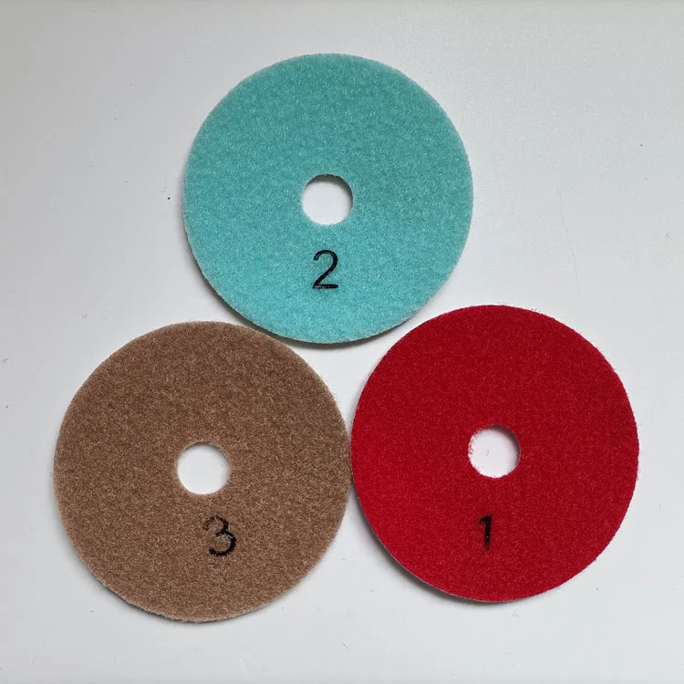 3 Step 4 inch 100mm  wet Polishing Pads Diamond Polishing Pads For Granite marble quartz