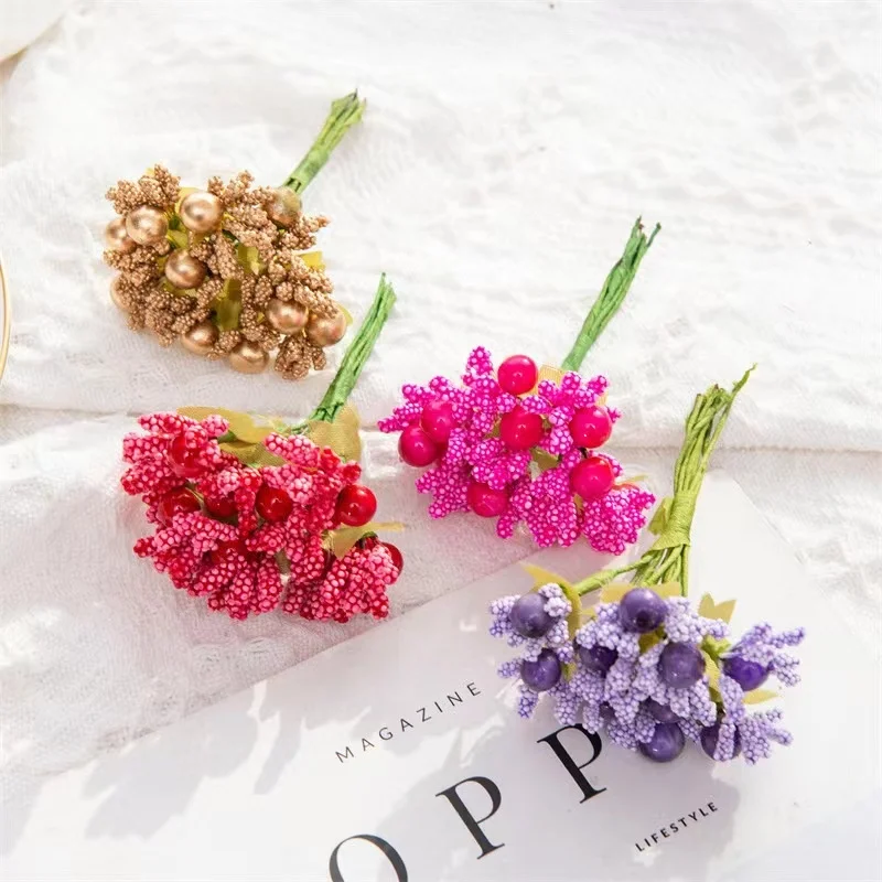 Mini Christmas Artificial Frosted Berries for Festival Holiday and Home Decor